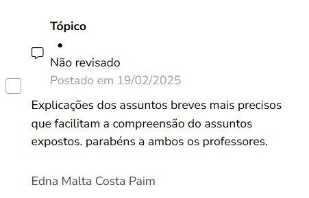 Depoimento de aluno